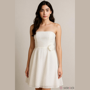 Scott McClintock White Swiss Dot Strapless Dress Fitted Bodice Full Skirt Sz 10